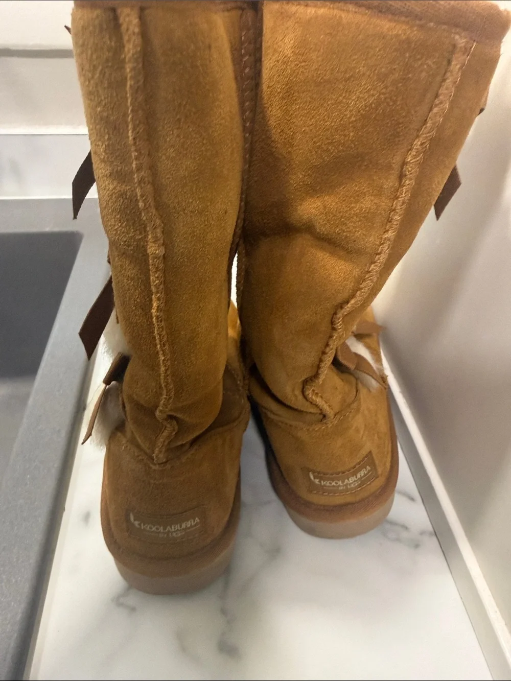 Koolaburra by UGG Victoria Mid Calf Chestnut Bow Boots Size 6